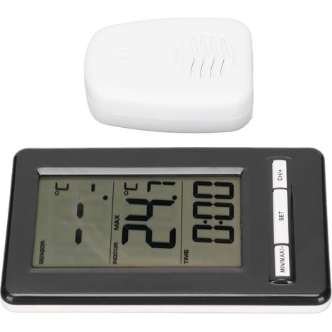 Thermomètre électronique sans fil pour intérieur et extérieur, station météo numérique avec horloge et affichage électronique (1/5)