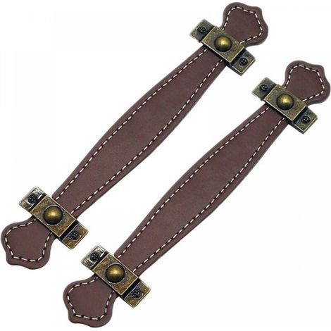 (2pcs 128mm)Vintage Leather Drawer Handles Brown Leather Suitcase Handles (1/5)