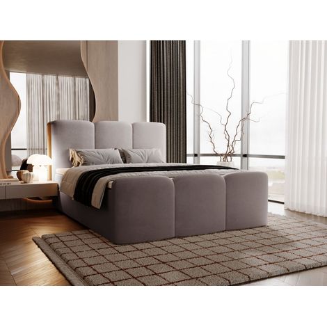 Lit continental Campi avec rangement 180 x 200 double, velours, gris (1/5)