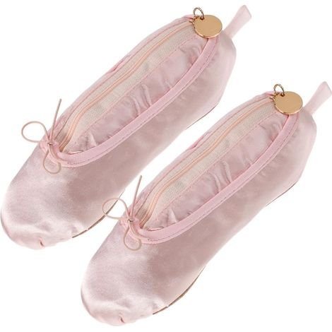 piece ballerina shoe pencil case made of satin fabric with
