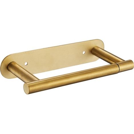 Portarotolo di carta igienica rimovibile, porta rotolo da bagno, fissaggio a vite o senza foratura, oro spazzolato (1/5)