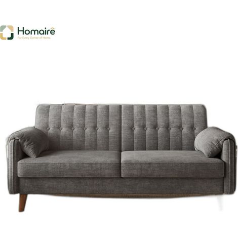 Canapé en velours gris avec rangement et accoudoirs 161,5 x 79 x 83,5 cm HOMAIRE (1/5)