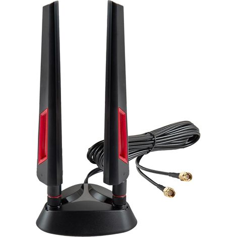 WiFi 6E Tri-Band 2.4GHz 5.8GHz 6GHz Magnetic Base Antenna Aerial for PC Desktop Computer Gaming Motherboard PCI-E Wireless Router Hotspot Network Range Extender Booster (1/5)
