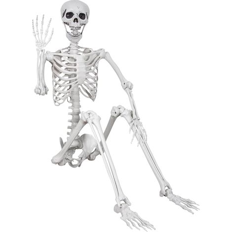 Halloween Skeleton - 180cm - Whole Positionable Skeleton with Movable Joints - Halloween Accessory - Scary Party Decoration (1pc) (1/5)