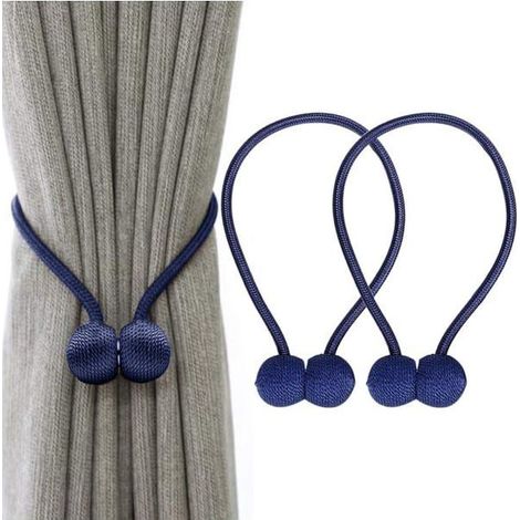 ®RisingFF Vorhanghalter, magnetische Klammer mit Schlaufe, 2 Stück, marineblau, 42 cm