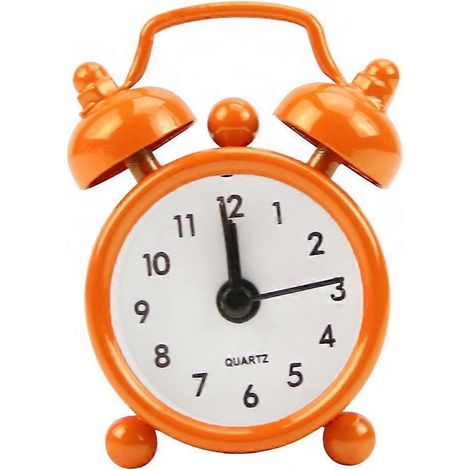 Réveil de chevet rond miniature à piles, mignon et classique (orange) (1/5)