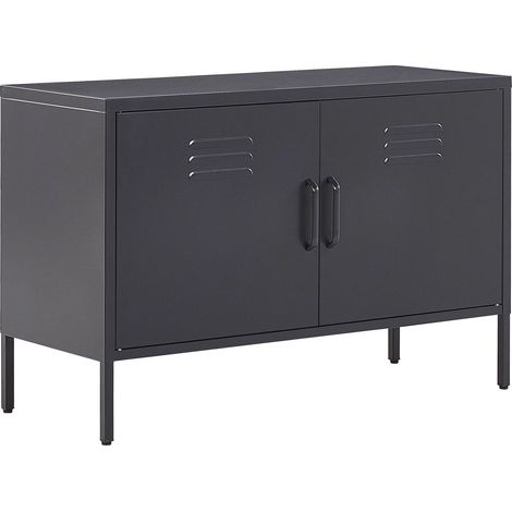 Moderna Credenza in Accaio Inossidabile da Ufficio con 2 Ante Nero Uria II (1/5)