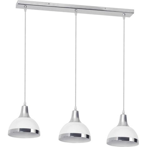 Premier Housewares Jasper White Shade and Chrome Pendant Light (1/2)