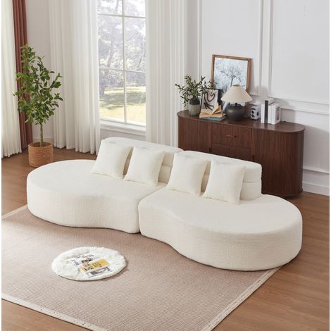 Modulares Sofa 310 cm Beige Chenille mit Schaumstofffüllung und abnehmbarem Bezug (1/5)