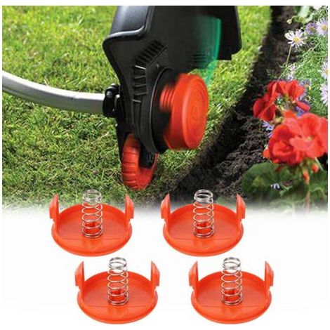 Lot de 4 capuchons de bobine + 4 pièces de rechange pour ressorts compatibles avec les coupe-pour tondeuses à gazon Black Decker, RC-100-P (1/4)