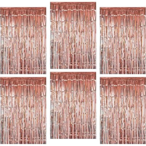 6 Rideau Métallique, Franges Aluminium Brillant, Décoration Mur Fenêtre, Anniversaire Mariage Fête (1/5)
