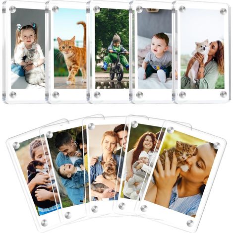 Photoliste Magnetique - Acrylique Transparent - Double Face - Pour Photos Polaroid Et Instax Mini - 6 x 9 cm - Lot De 10