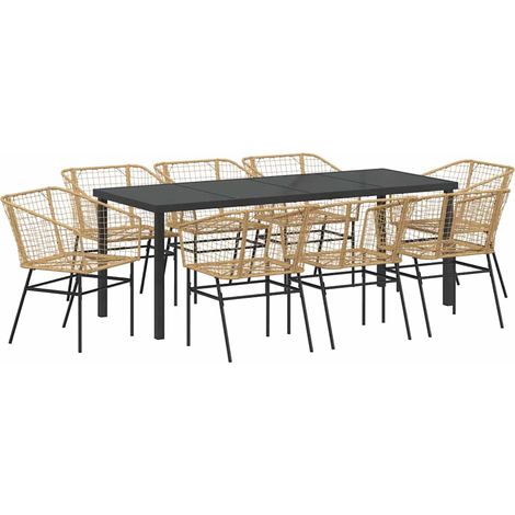 Maison Exclusive - Set da Pranzo per Giardino 9 pcs Marrone polyrattan