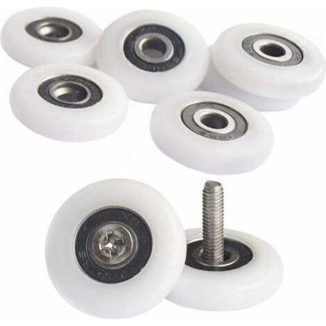 Lot de 8 Poulies de Douche 25mm pour Porte de Cabine - Roulettes de Remplissage avec Vis Incluses - Compatible avec la Plupart des Modèles de Portes de Douche (1/4)