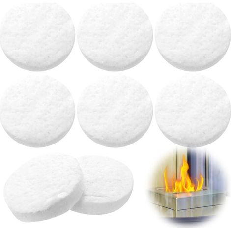 10 morceaux de laine céramique pour cheminées à bioéthanol, fibre de verre, éponge céramique ronde pour cheminées à bioéthanol, poêles à gel et cheminées de table d'intérieur (85 x 85 x 20 mm)