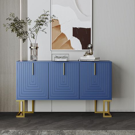 Buffet moderne - 3 portes - Bleu - MDF et panneaux de particules - Design contemporain (1/5)