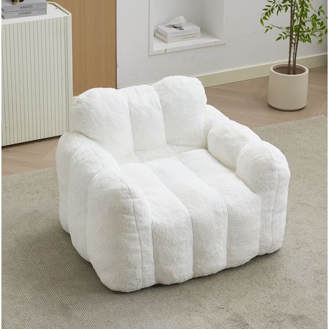 Relaxsessel 105x90x75 cm aus weißem Samt, ohne Montage, fürs Wohnzimmer – MEUBLIV (1/5)
