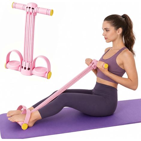 Non-Slip Pedal Resistance Band 6 Thickened Tubes, Adjustable Multifunctional Tension Rope, Resistance Band Handles Sponge for Home Training, Abs, Yoga and Slimming (1/5)
