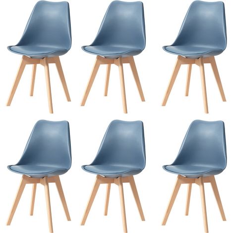 Wokaka Set di 6 Sedie - Stile Scandinavo - Sedie da Pranzo - Gambe in Legno (1/5)