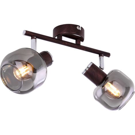 Plafonnier Luminaire Métal Bronze Chrome Verre Spots Salon Mobile Chambre (1/5)