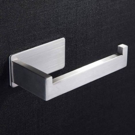 porte rouleau de papier toilette auto-adhésif pour salle de bain sans perçage brossé (1/3)
