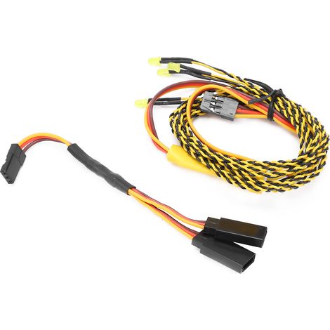 Ensemble de feux clignotants à LED (4 LED) et câble en Y pour voiture RC miniature (1/5)