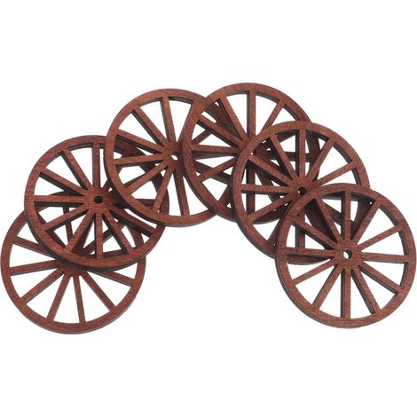 12 Pièces Décor de Roue de Chariot en Bois Naturel Vintage Rétro Style Western Rustique Montage Mural Facile pour Chambre et Bar (1/5)