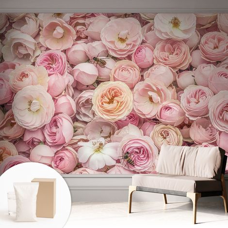 Carta Da Parati Non Tessuto - Con Colla Inclusa per Camera da Letto - Facile da Applica - Motivo decorativo Bellissimi fiori 312x219 cm (1/5)