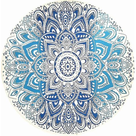 Serviette de plage ronde en microfibre imprimée, motif fleurs violettes 150 x 150 cm