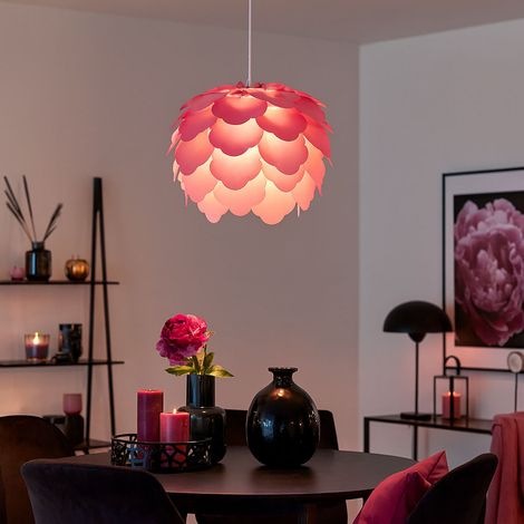 Foglie lampada a sospensione soggiorno camera da letto fiori lampada da soffitto viola in un set che include lampadine a LED