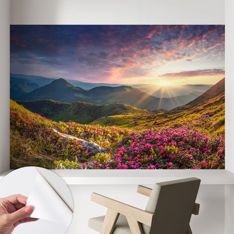 Selbstklebend Tapete modern - Wanddeko für Küche - Klebefolie Wand - luxus Look Bergpanorama 104x70 cm (1/5)