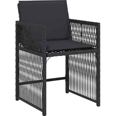 vidaXL Sedie da Giardino con Cuscini 4 pz Nere in Polyrattan (1/5)