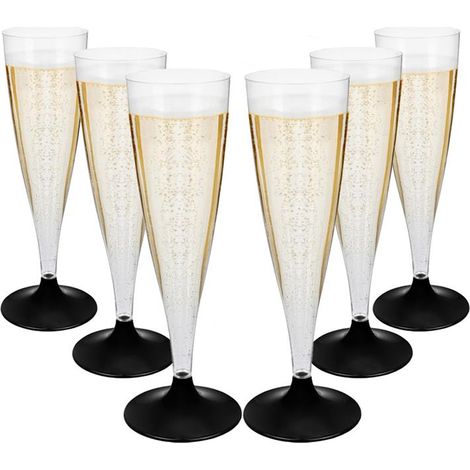 FLUTE CON BASE NERA IN CONFEZIONE DA 6 PEZZI REALIZZATI IN PLASTICA (1/4)