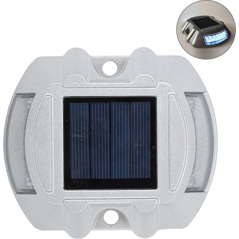 Ortviai Éclaireur Solaire pour Chemin Extérieur – Plot Routier LED en Alliage d’Aluminium Argenté, Étanche IP68, 12 LED