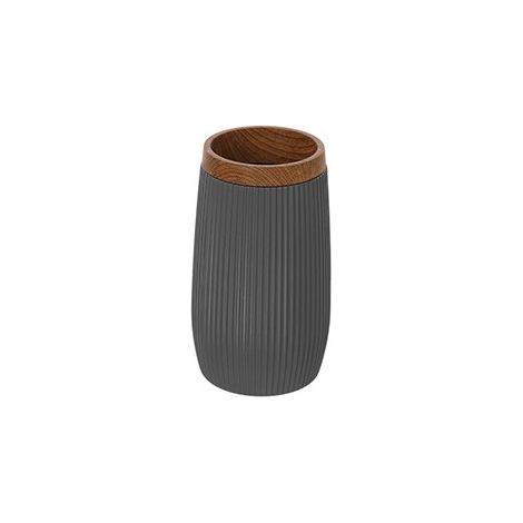 Portaspazzolino grigio linea London in plastica PS e ABS design moderno Feridras