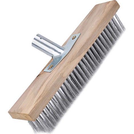 Brosse abrasive robuste de 30 cm pour sols à surface rugueuse, avec fil d'acier inoxydable. Idéale pour les grandes terrasses, les allées, les marches, les patios, les carrelages et le béton. Bâtonnet (1/5)
