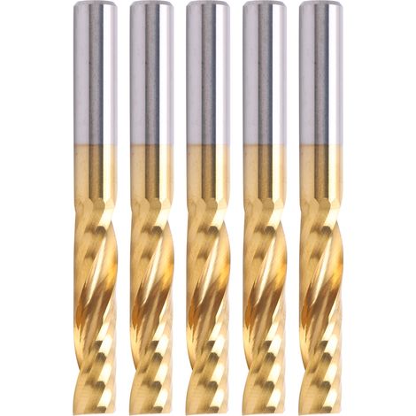 Lot de 5 fraises à spirale professionnelles pour métaux, 6 x 28 x 55 mm, pour défonceuse CNC (1/5)