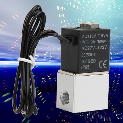 Schnellwirkendes Magnetventil für Wasser, Luft und Öl, 2-Wege-Ventil aus Aluminiumlegierung, DC110VG, 1/8 Zoll (1/5)
