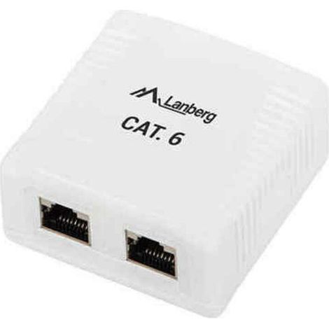 Lanberg OS6-0002-W, connettore per montaggio superficiale Cat.6 schermato 2X RJ45