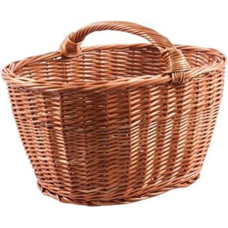 Panier à bûches ovale en osier rouge, 50 x 33 x H. 36 cm