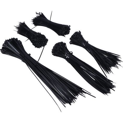 5 schwarze Kabelbinder aus Nylon, 5 wiederverwendbare Kabelbinder zur Aufbewahrung und Organisation von Kabeln (1/5)