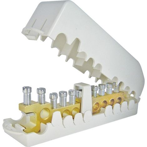 Michaud – Répartiteur électrique 8 dérivations – Admet 1 câble 35 mm² maxi – 7 départs clients 25 mm² – Dérivation éventuelle 35 mm²
