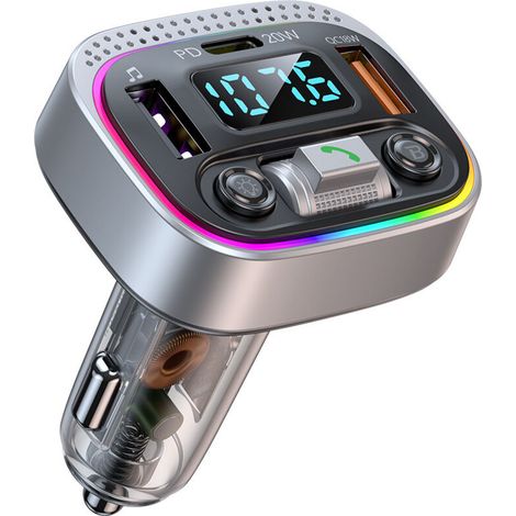 Transmisor FM Bluetooth - Reproductor de música inalámbrico para coche con retroiluminación LED de colores, compatible con llamadas manos libres, Bluetooth para coche Qc3.0 Bavokon