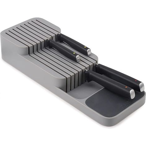 Rangement pour tiroirs - Bloc à couteaux horizontal à deux niveaux - Gris, 39,7 x 14,5 x 7,7 (1/4)