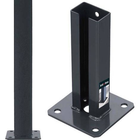 Support De Poteau - Acier Galvanisé Et Revêtu - Pour Clôture Et Balustrade - 60 X 40 Mm - 1 Pièce (1/4)
