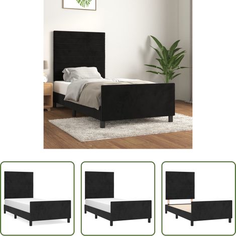 Kopfteil - Bettgestell mit Kopfteil Schwarz 90x200 cm Samt (1/5)
