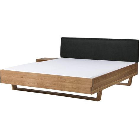 Letto in legno di rovere 140x200x86 oliato naturale con comodino a sinistra testiera antracite FICHTELBERG 49