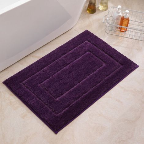 BEBUSINGOTO Rutschfeste Badematte, weiche Badematte aus ultrafeinen Fasern, saugfähig, maschinenwaschbar, extra dicke Badezimmer-Duschmatte, 50 x 80 cm, Marineblau