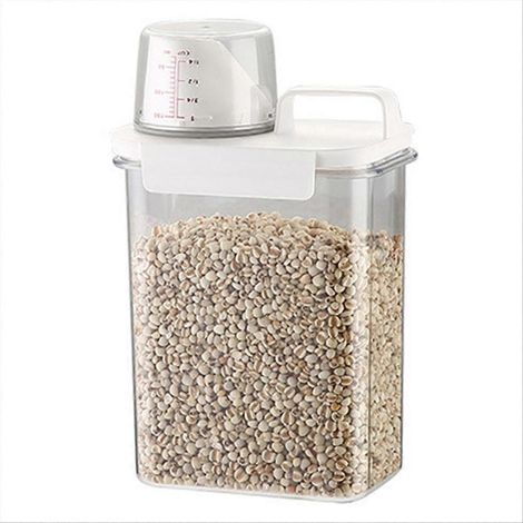 Boîte de rangement hermétique pour céréales, seau à riz transparent, 1800 ml (1/5)