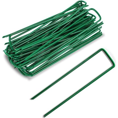 50 pièces piquets fixation acier galvanisé, agrafes U pour toile paillage et filets (1/4)